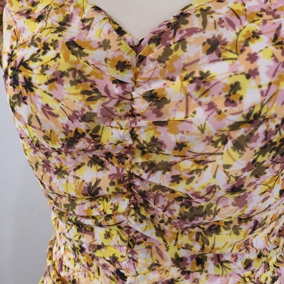 ASTR The Label Dress Floral Ruched Chiffon Mini Dress Woman's Medium - Picture 7 of 11